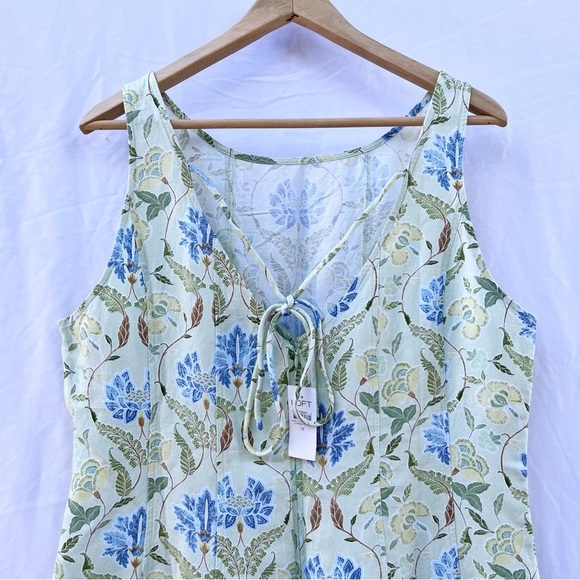 LOFT | NWT GARDEN LINEN BLEND SEAMED MINI SHIFT DRESS IN SEACREST SIZE 14 - Picture 10 of 12